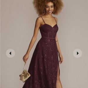 NWT Sparkle Lace Formal Dress Corset Bodice - Size 6 - Wine Color - Jules & Cleo